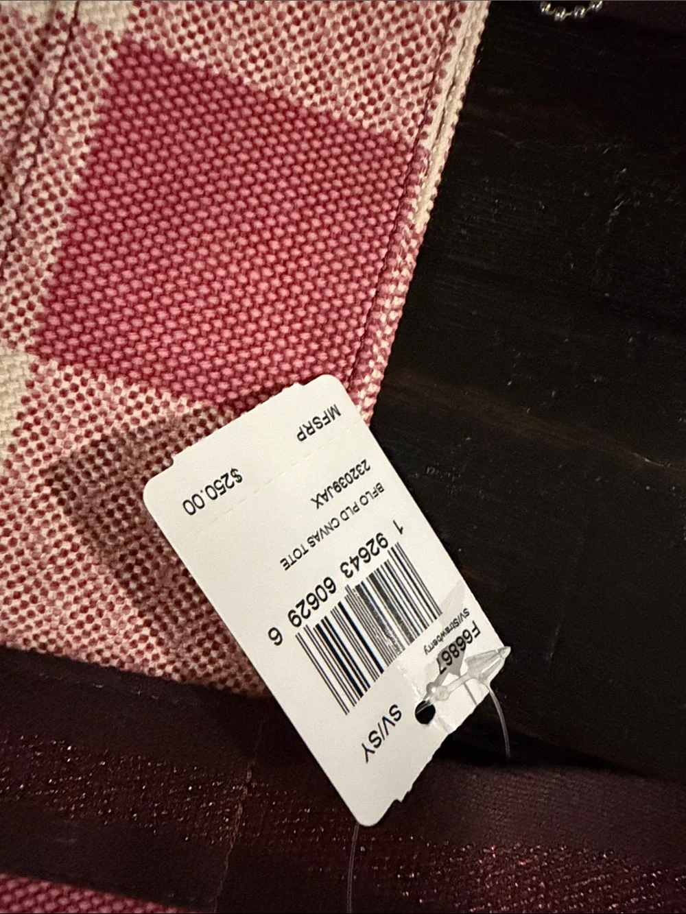 Coach Pink and Cream Gingham Canvas Tote